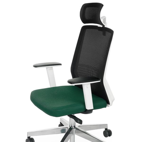Kancelárska stolička s podrúčkami Cupra WS HD - tmavozelená / čierna / biela / chróm