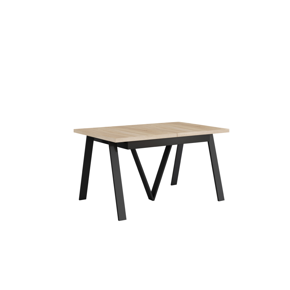 Jedálenský rozkladací stôl, 140-290x90 cm, dub sonoma/čierna, AVENY