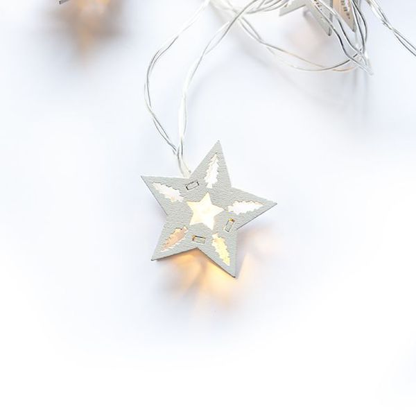 Nexos 57421 Vianočná dekoratívna reťaz HOLZ - biela hviezda - 10 LED