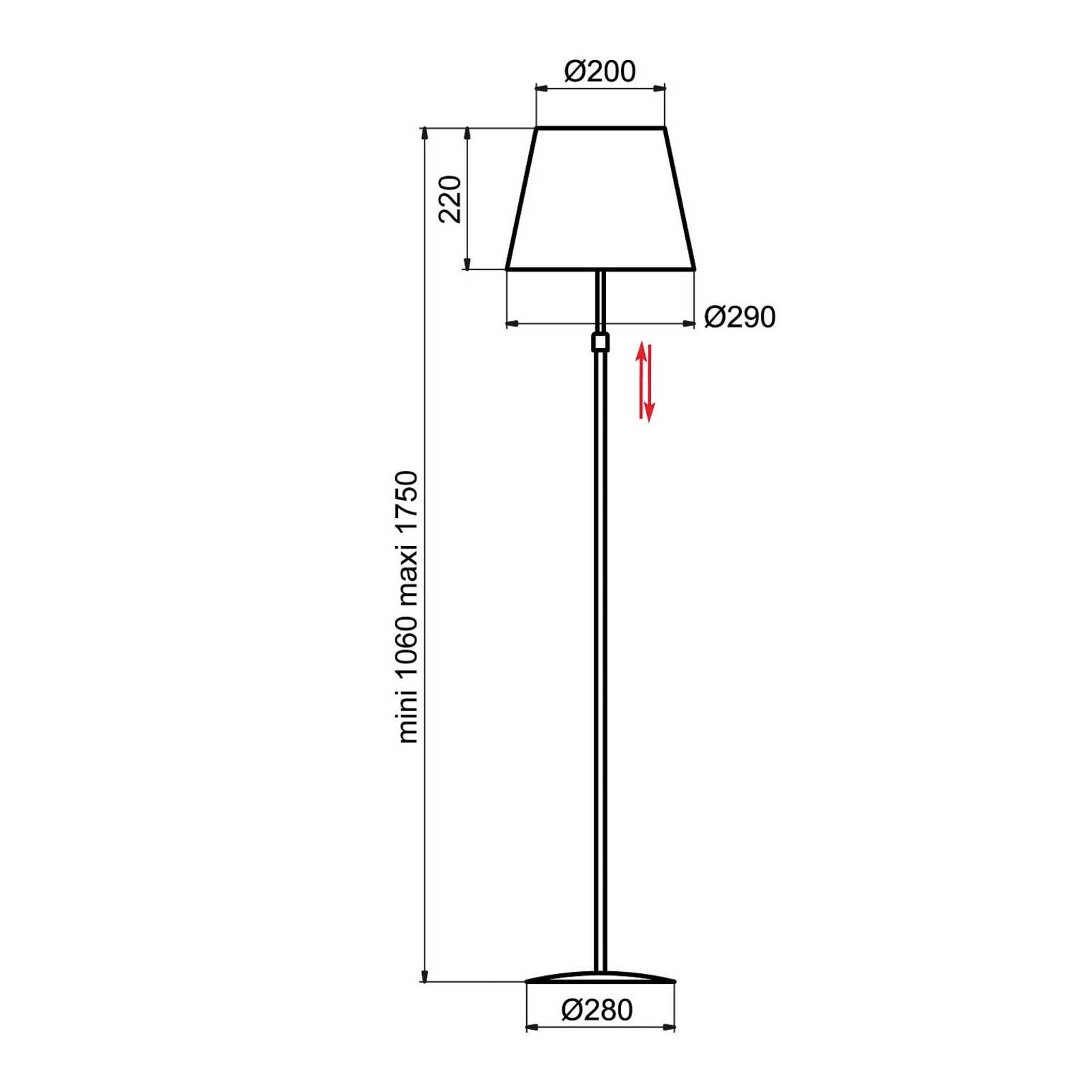 Aluminor Store stojaca lampa, biela/červená, Obývacia izba / jedáleň, oceľ, látka, E27, 40W, K: 175cm