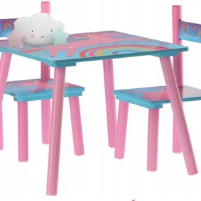 Dúhový set detského stolíka a stoličiek s jednorožcom