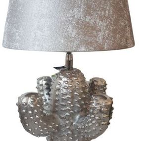 Strieborná kovová stolná lampa Cactus -Ø 25*43 cm/ E27
