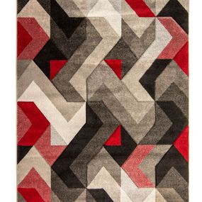 Flair Rugs koberce Kusový koberec Hand Carved Aurora Grey / Red - 120x170 cm