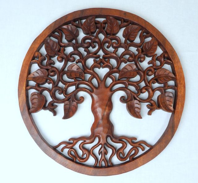 Dekorácia na stenu Strom života I. okrúhly, drevo, 40 cm, ručná práca,