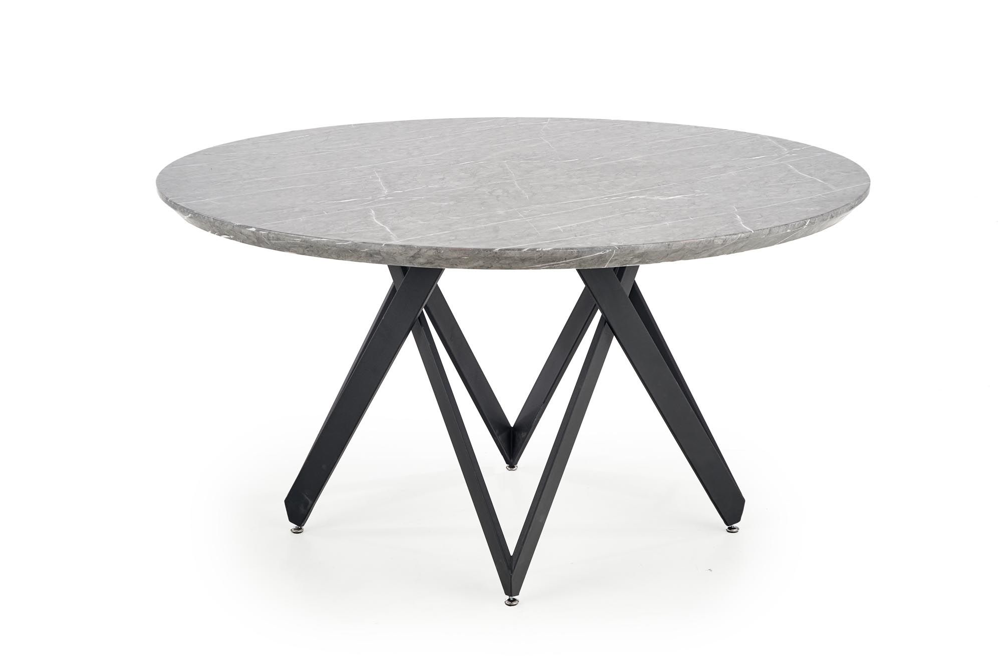 Halmar GUSTIMO okrúhly stôl, doska - šedá mramor, konštrukcia - čierna