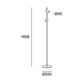 LEDS-C4 Nude Double stojaca lampa E27 zlatá/čierna, Obývacia izba / jedáleň, hliník, E27, 15W, K: 160.8cm