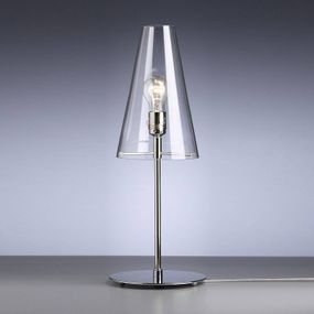 TECNOLUMEN Walter Schnepel stolná lampa číra, Obývacia izba / jedáleň, poniklovaný kov, sklo, E27, 75W, K: 55cm