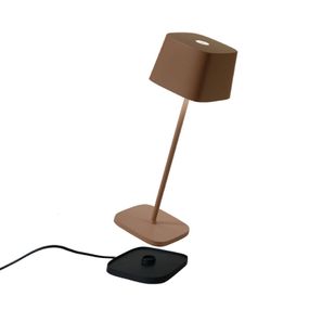 Zafferano Ofelia stolová lampa batérie IP65 corten, Obývacia izba / jedáleň, hliník, polykarbonát, 2W, P: 10 cm, L: 10 cm, K: 29cm