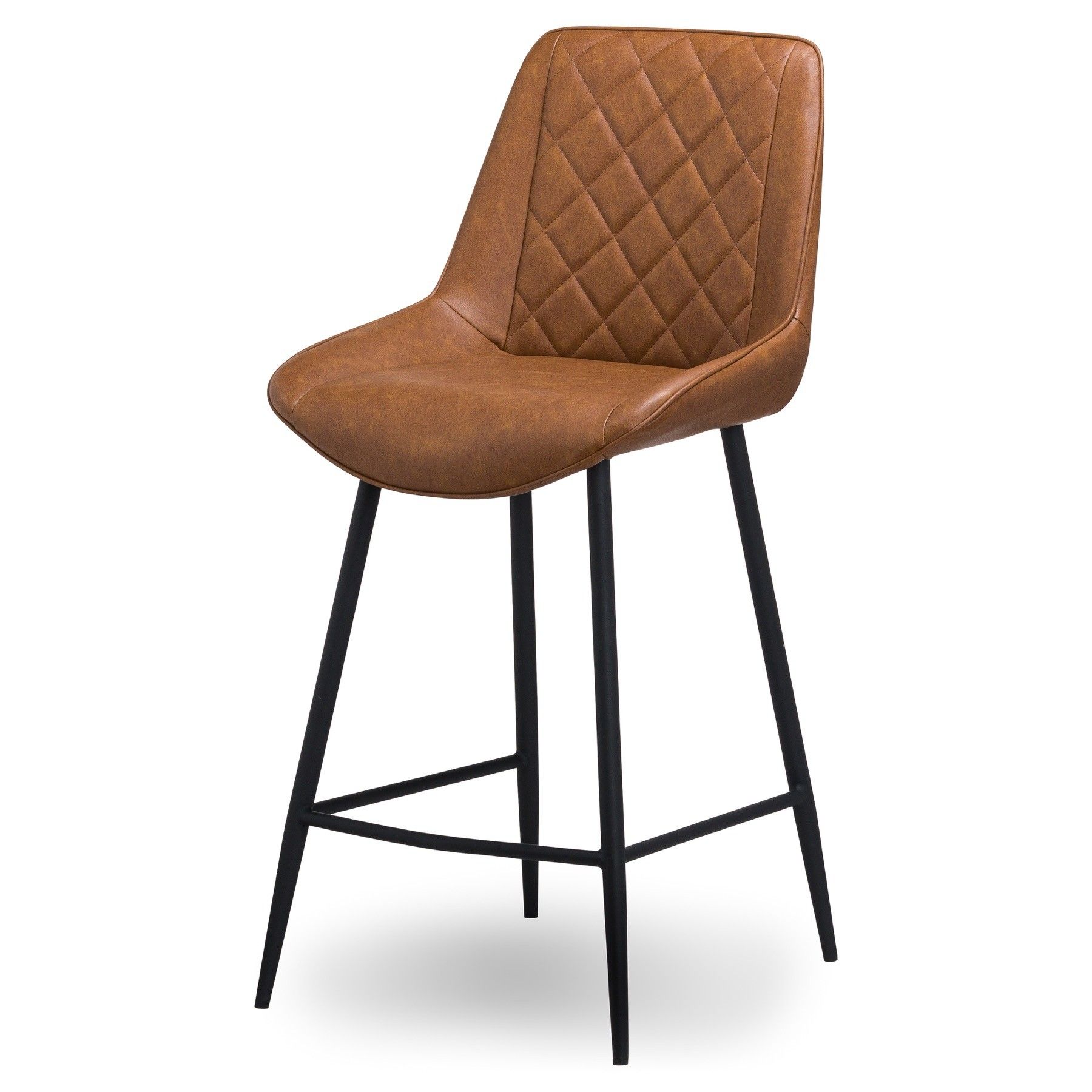Estila Dizajnová barová stolička Cindy s eko koženým hnedým poťahom s čiernymi nožičkami 102cm