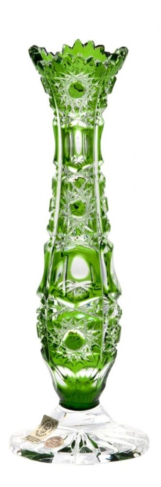 Krištáľová váza Petra I, farba zelená, výška 205 mm