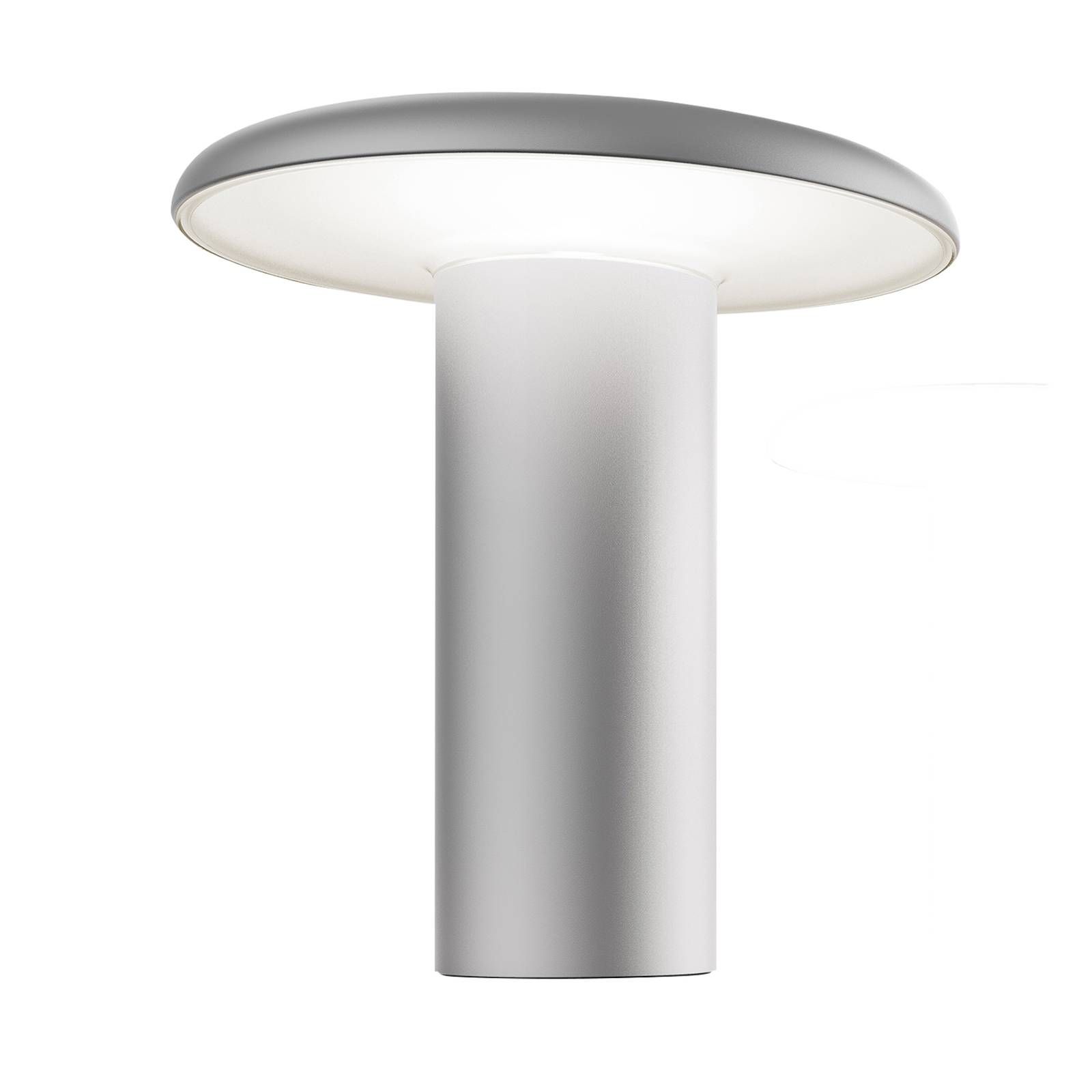 Artemide Takku stolová LED lampa s batériou, sivá, Obývacia izba / jedáleň, kov, 2.5W, K: 19cm