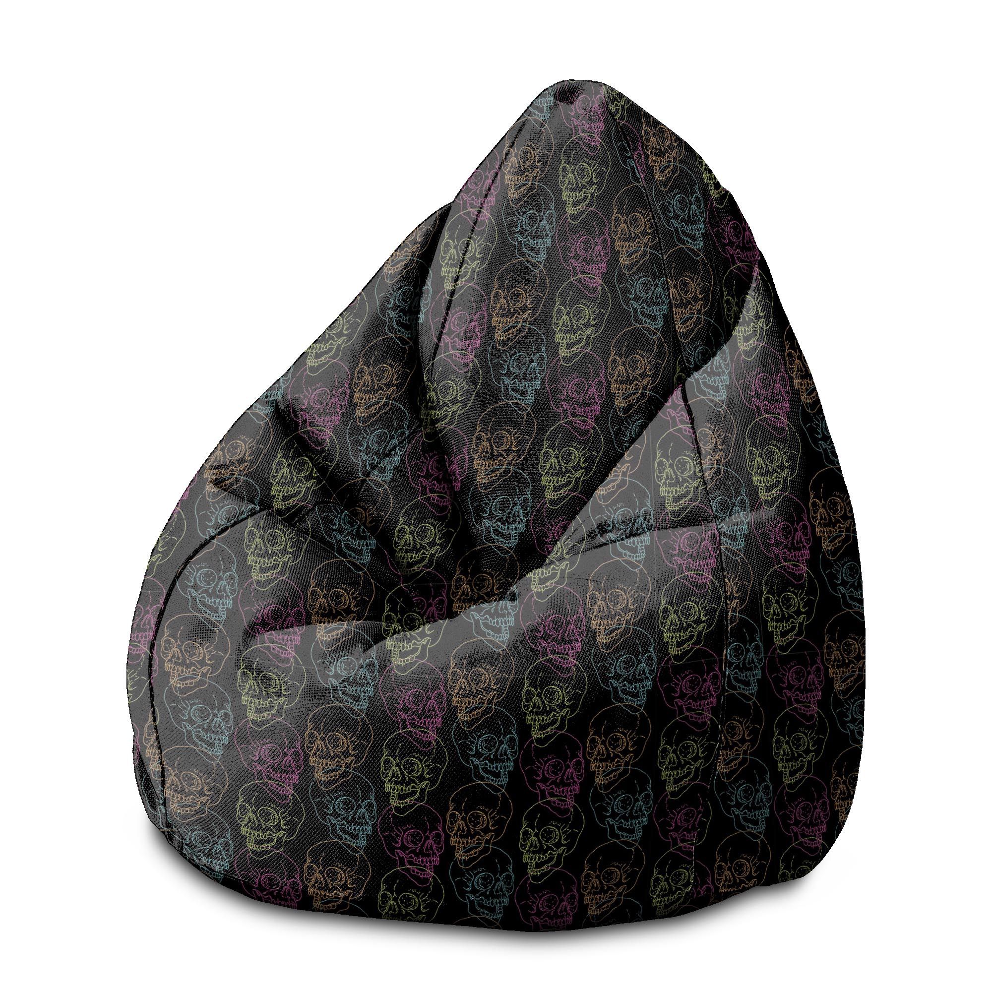 Sedací vak  Pearshape Black Skull-M-Velvet