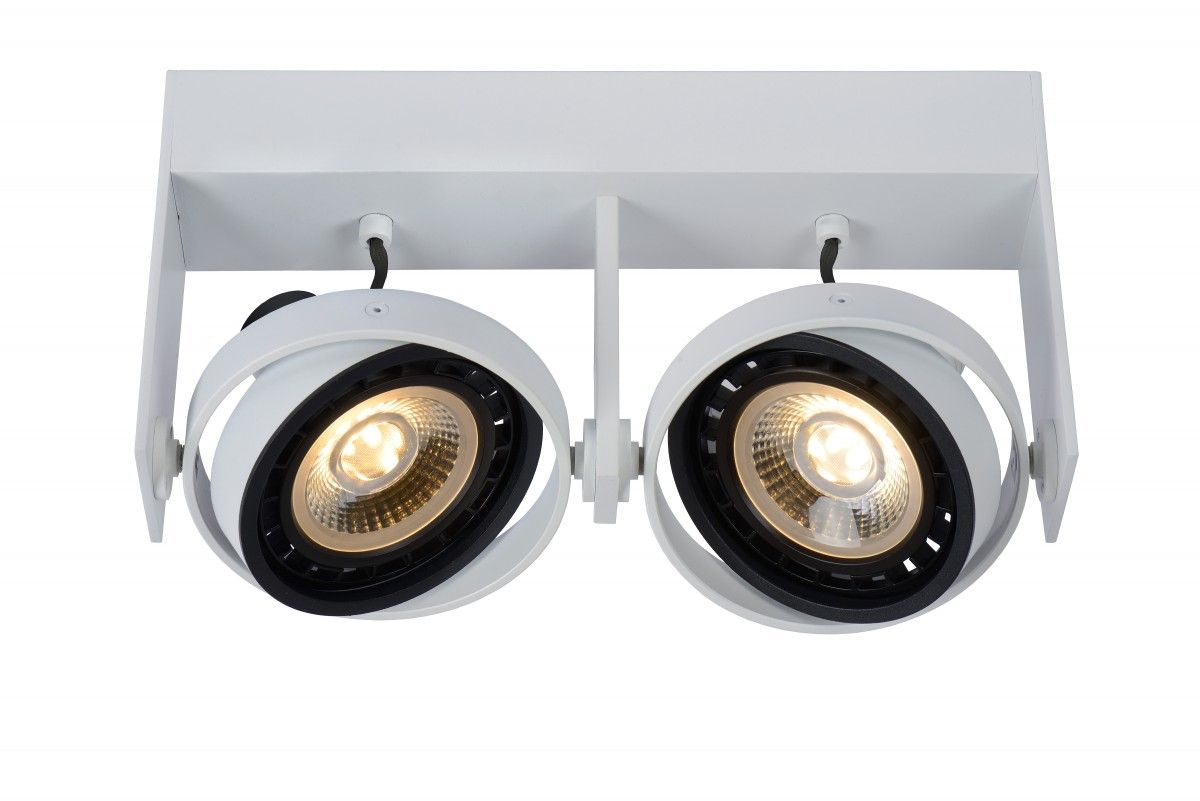 Lucide 22969/24/31 stropné bodové svietidlo Griffon 2x12W | LED GU10 | 2x820lm | 2200K / 3000K - žiarovka je súčasťou balenia, biela, nastaviteľné, stmievateľné, CCT