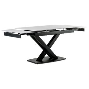 Autronic Jedálenský stôl 120+30+30x80 cm, keramická doska biely mramor, kov, čierny matný lak - HT-450M BK