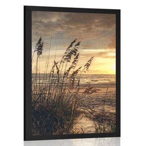 Plagát západ slnka na pláži - 30x45 black