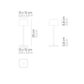 Zafferano Ofelia stolová lampa batérie IP65 biela, Obývacia izba / jedáleň, hliník, polykarbonát, 2W, P: 10 cm, L: 10 cm, K: 29cm