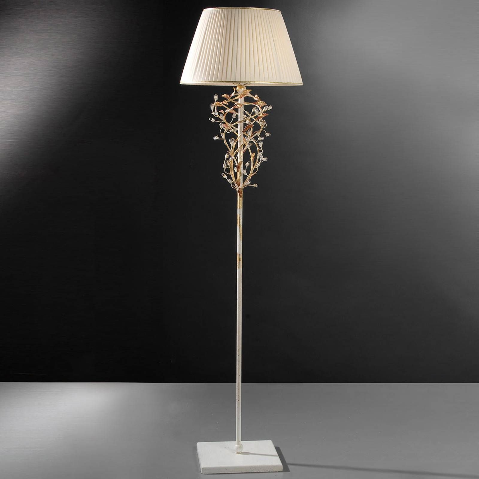Ferro Luce Stojaca lampa Pompeji krémovo-zlatá, Obývacia izba / jedáleň, kov, textil, E27, 100W, K: 180cm