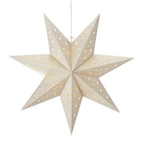 Markslöjd Závesná LED hviezda Blank bat. časovač Ø45cm zlatá, papier, plast, 0.2W, L: 19 cm