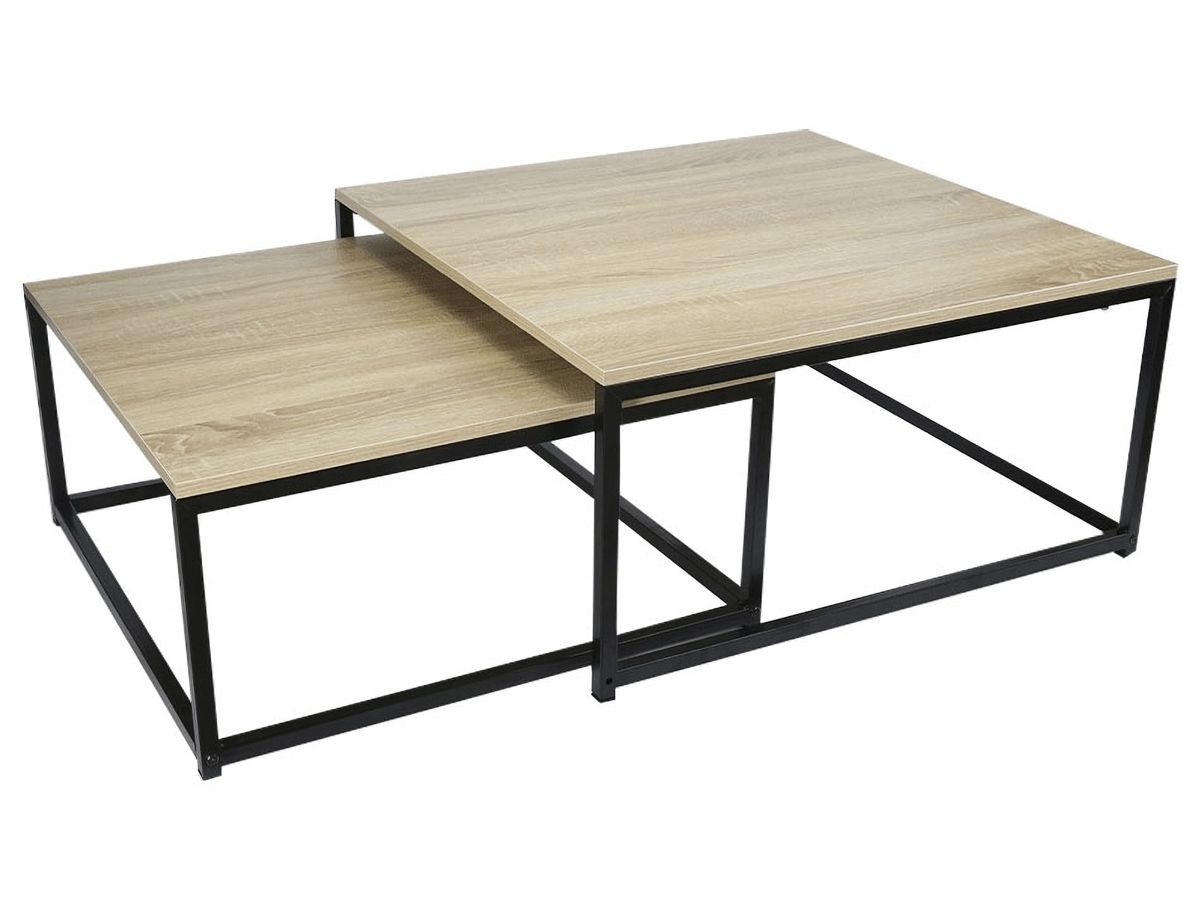 Konferenčný stolík (2 ks) Kastler New Typ 1 - dub sonoma / čierna