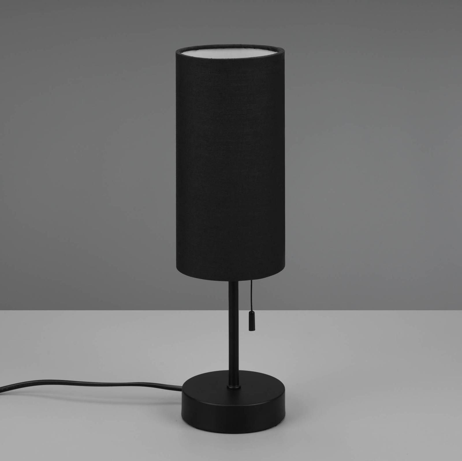 Reality Leuchten Stolová lampa Jaro s pripojením USB čierna/čierna, Obývacia izba / jedáleň, železo, bavlna, polyester, E27, 25W, K: 35cm
