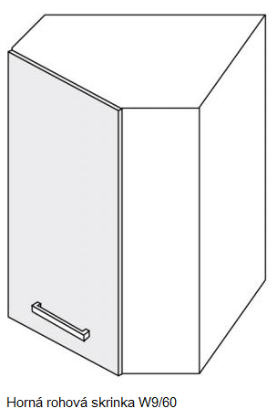 ArtExt Kuchynská linka Quantum Kuchyňa: Horná rohová skrinka W9/60 / 58 x 72 x 58 cm - korpus jersey