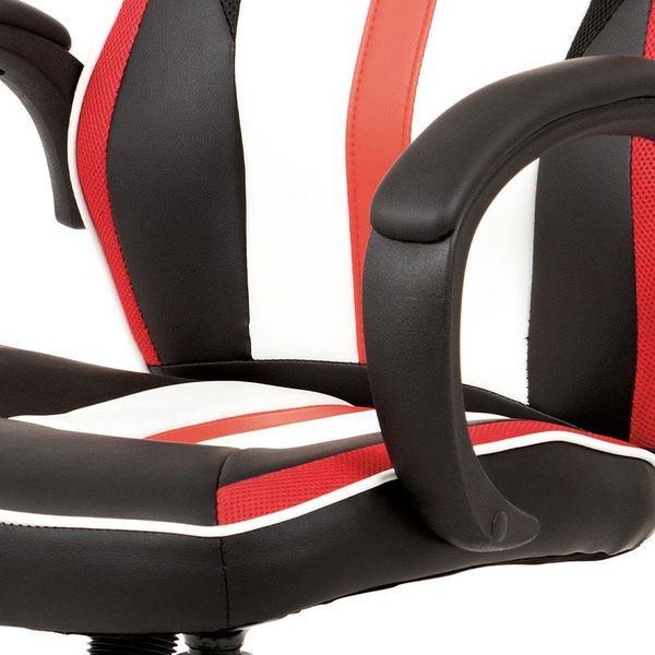 Autronic -  Študentská kancelárska stolička KA-V505 RED, červená-čierna -biela ekokoža+MESH