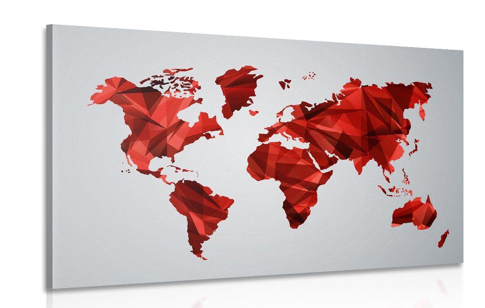 Obraz mapa sveta v dizajne vektorovej grafiky v červenej farbe