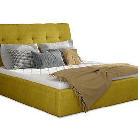 Čalúnená manželská posteľ s roštom Ikaria UP 140 - žltá