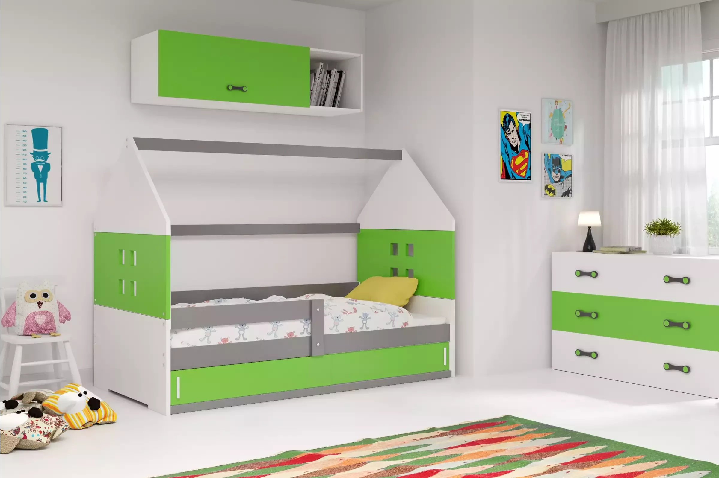 Domčeková posteľ DOMI 160x80cm - Grafitová - Zelená