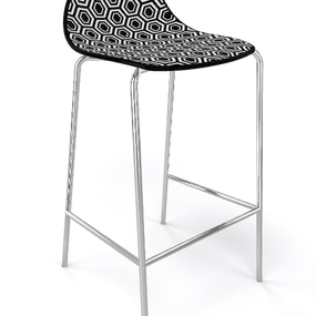 GABER - Barová stolička ALHAMBRA nízka, čierna/biela/chróm