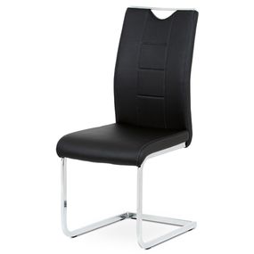 Autronic Jedálenská stolička čierna koženka / chrom DCL-411 BK