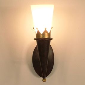 Holländer Nástenné svietidlo CORONA so zlatou dekoráciou, Obývacia izba / jedáleň, kov, sklo, E14, 60W, L: 10 cm, K: 30cm