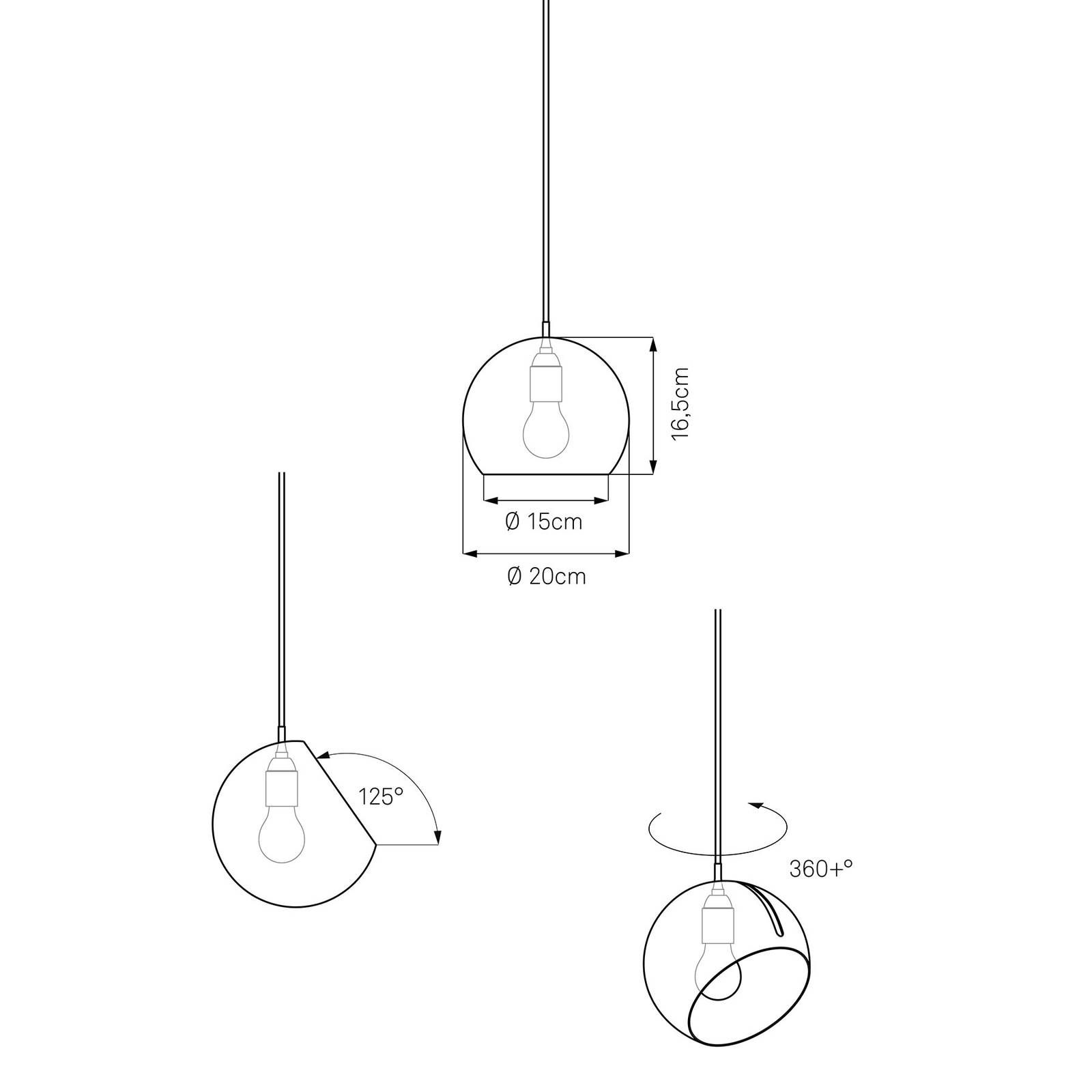 NYTA Nyta Tilt Globe závesná kábel 3 m červená sivá, Obývacia izba / jedáleň, hliník, plast, E27, 70W, K: 16.5cm