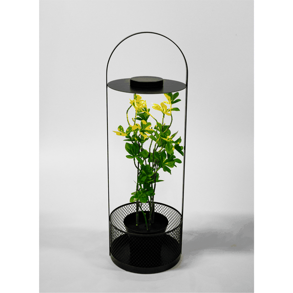 Dekoračný stojan s kvetináčom, LED osvetlenie, 58,5 cm, s umelou kvetinou, VELOM TYP 2