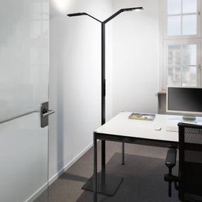 Luctra Floor Twin Linear stojaca LED lampa, čierna, Pracovňa / Kancelária, hliník, zinok, oceľ, sklo, plast, 25W, P: 93 cm, L: 38 cm, K: 202.5cm