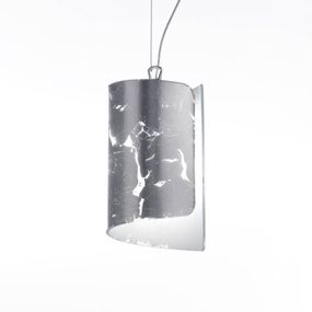 Selène Závesná lampa Papiro tienidlo sklo Ø 15cm striebro, Obývacia izba / jedáleň, kov, sklo, E27, 100W