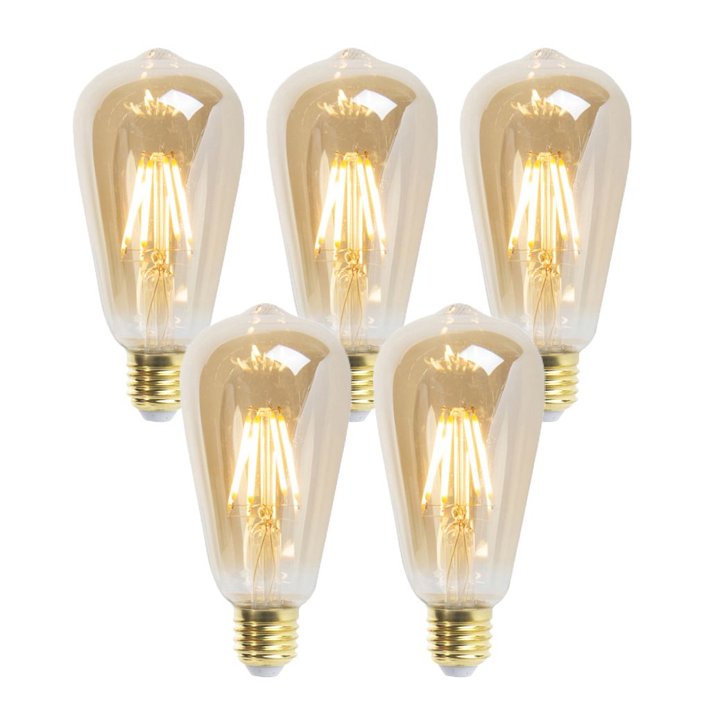 Sada 5 stmievateľných žiaroviek LED žiarovka E27 ST64 goldline 5W 360 lm 2200K