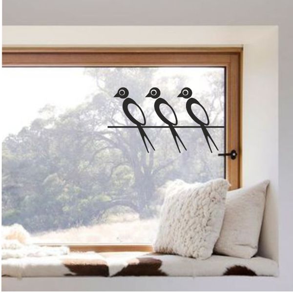 Pieris design Lastovičky na drôte - nálepky na okne olivová