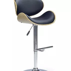 Barová stolička H-44 - dub svetlý / čierna / chróm