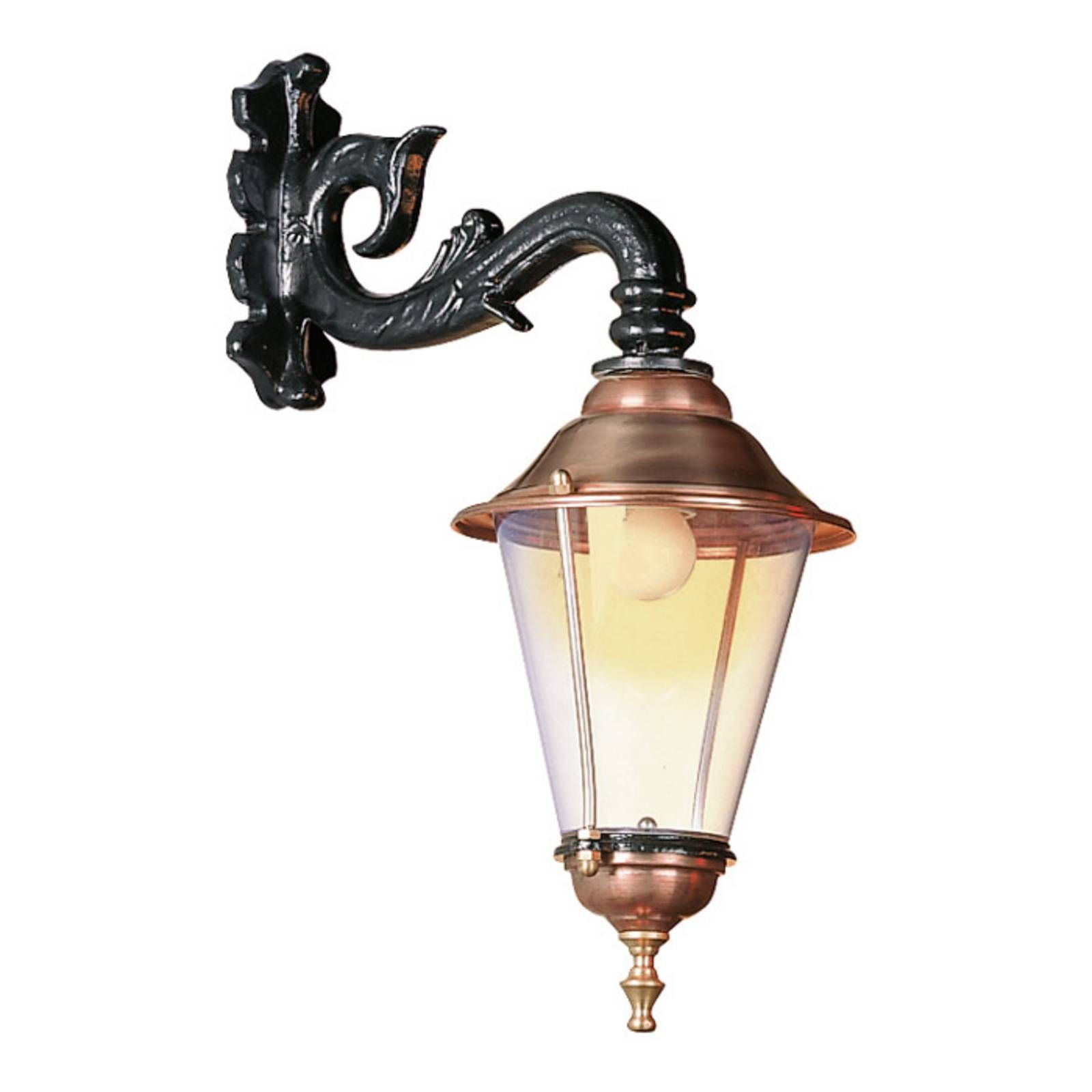 K.S. Verlichting Hoorn vonkajšie nástenné svietidlo objímka čierne, hliník, meď, plexisklo, E27, 60W, K: 55cm