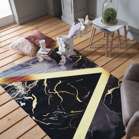 DomTextilu Luxusný čierny koberec so zlatým vzorom 69772-245009