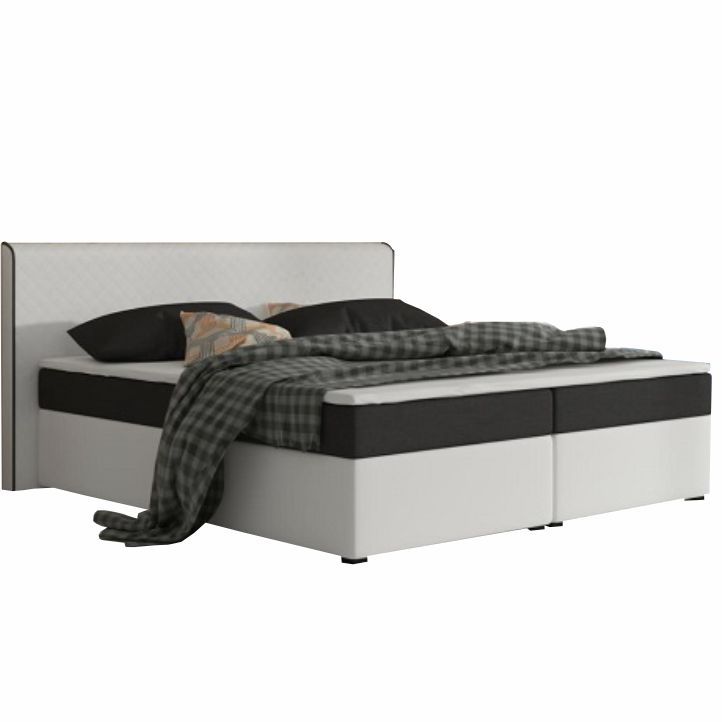 Manželská posteľ Boxspring 180 cm Namakyra Megakomfort (biela + čierna) (s matracom a roštom)