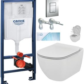 Rapid SL pre závesné WC 38528SET s chrómovou doskou + WC Ideal Standard Tesi so sedadlom SoftClose, AquaBlade 38772001 TE1