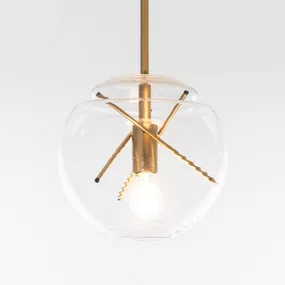 Artemide Vitruvio závesná lampa, mosadz, Obývacia izba / jedáleň, mosadz, ručne fúkané sklo, E27, 21W, K: 38.8cm