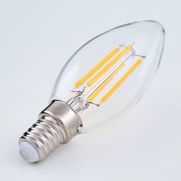 Lindby E14 sviečková LED žiarovka filament 4W 470lm 2700K, sklo, E14, 4W, Energialuokka: E, P: 9.8 cm