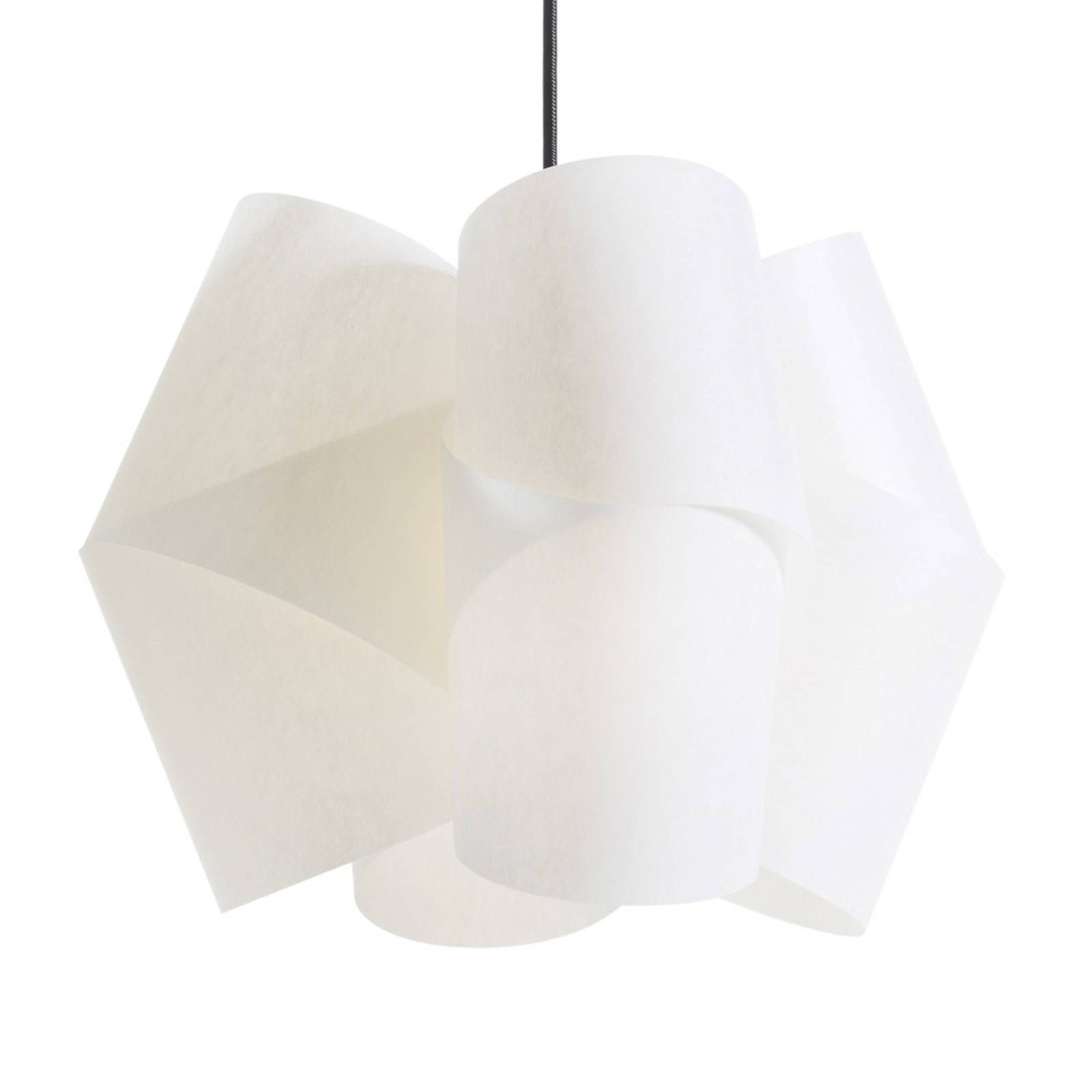 Domus Závesná lampa Julii, bielo-antracitová, Ø 54 cm, Obývacia izba / jedáleň, lunopal, textil, 45W, K: 45cm