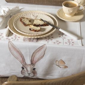 Bavlnený okrúhly obrus s králikom Rustic Easter Bunny - Ø 170 cm
