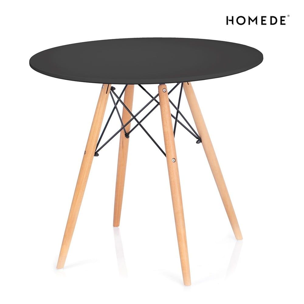 Okrúhly jedálenský stôl s čiernou doskou ø 80 cm Tebe – Homede