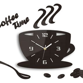 Moderné nástenné hodiny COFFE TIME 3D WENGE wenge