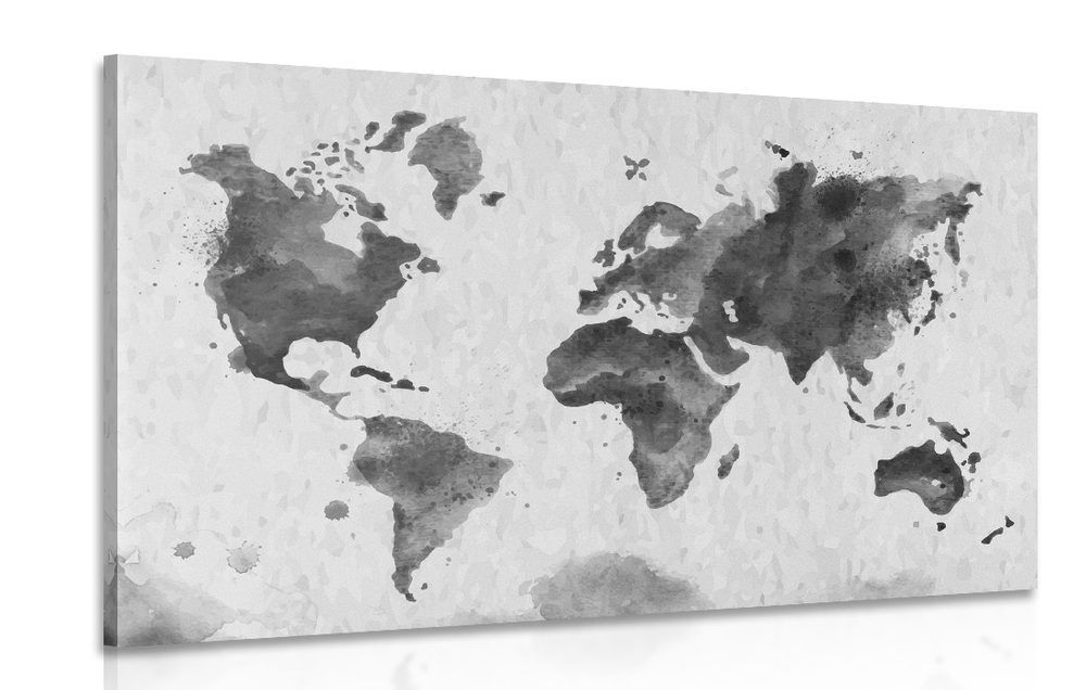 Obraz mapa sveta v retro štýle v čiernobielom prevedení